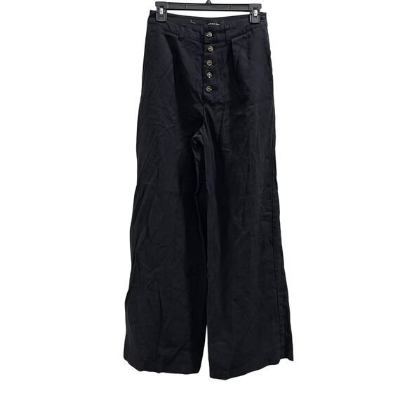 Who What Wear Pants - WWW Black High waisted button fly wide leg pants trousers pockets sz 4